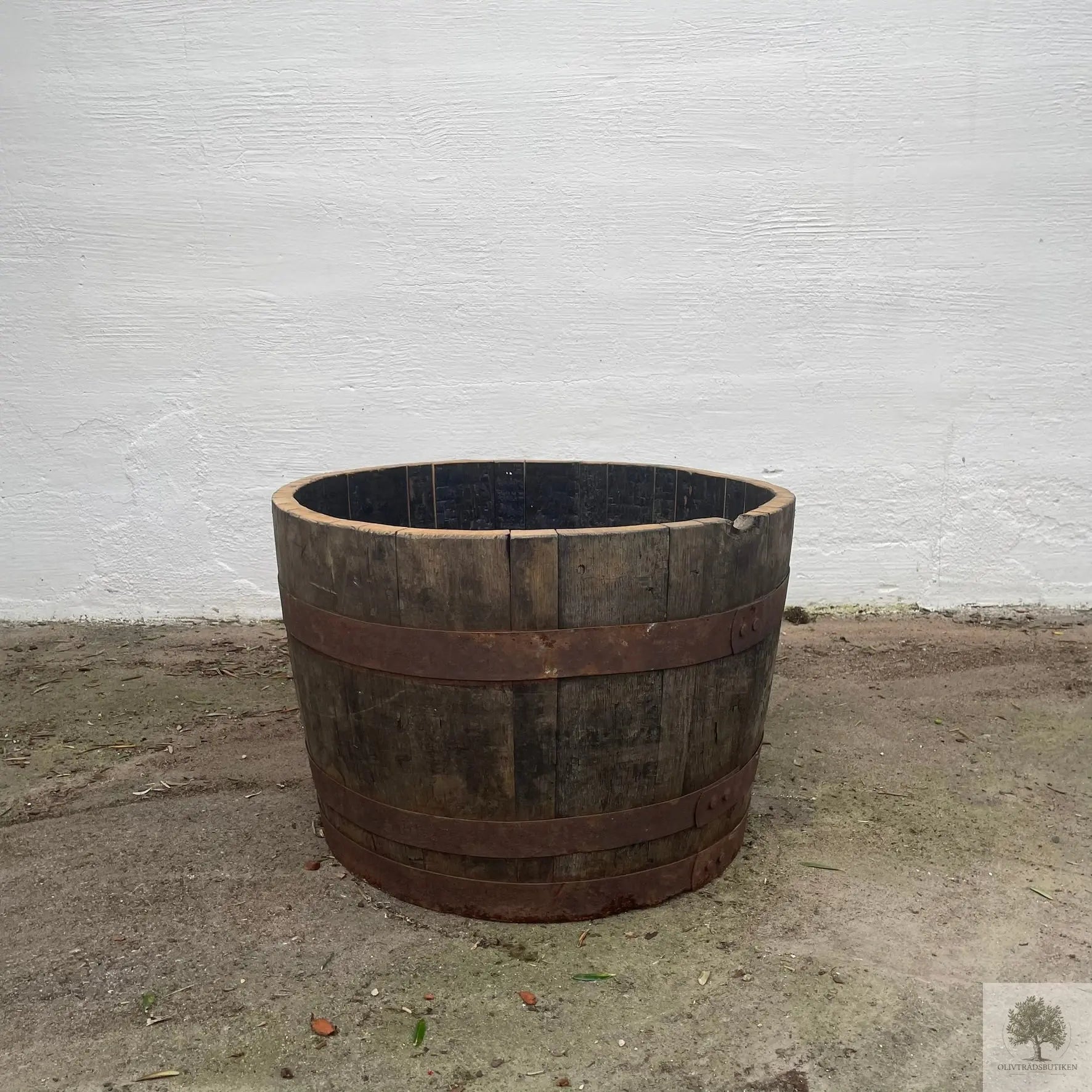 Halv vintunna i ek 65 x 45 cm