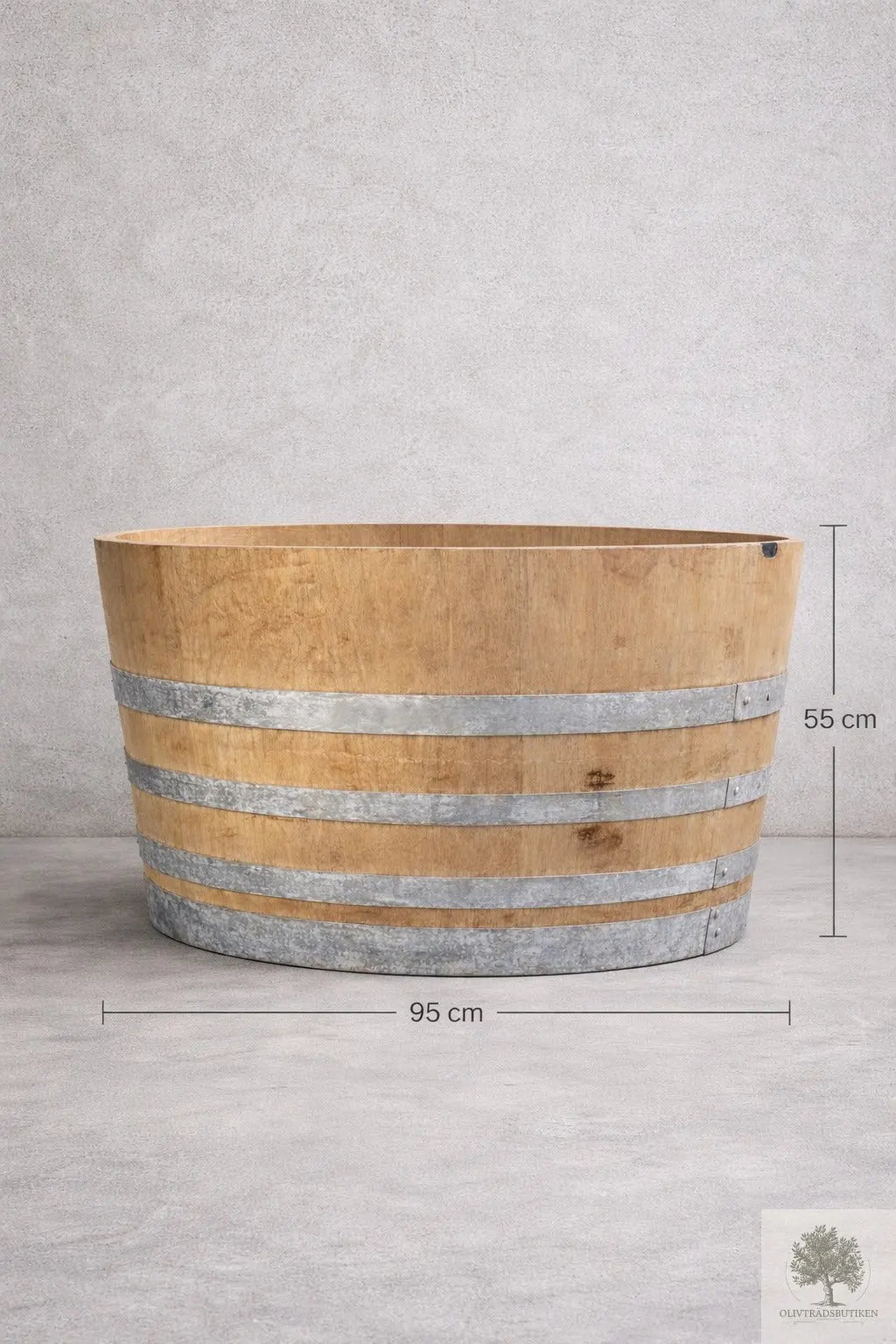 Halvt vinfat XXL i eik - 95 x 55 cm