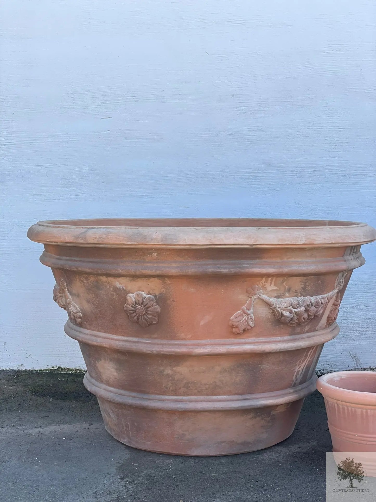 Krukke Terracotta Antique - Impruneta Garland - 140 cm diameter - 83 cm høyde Olivträdsbutiken